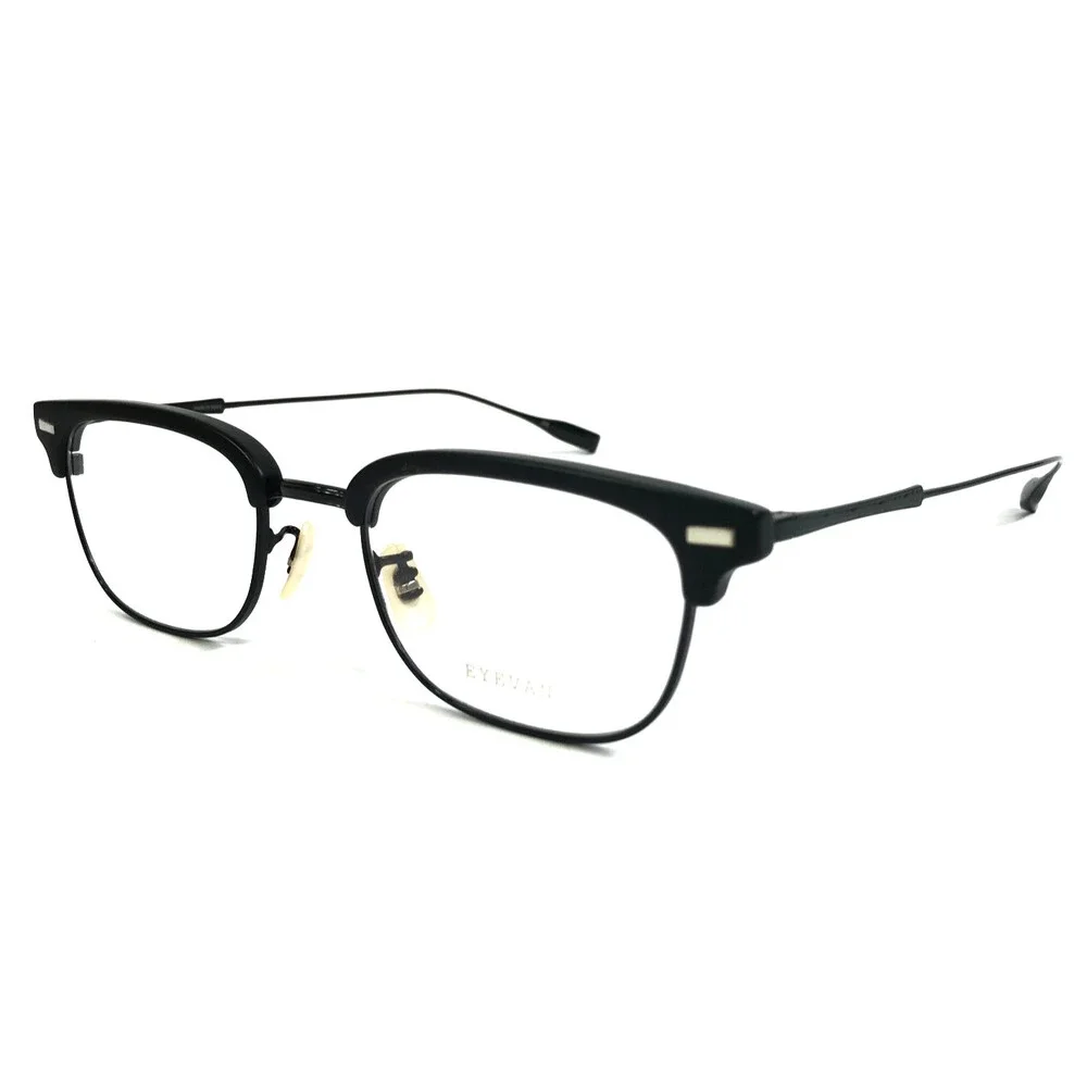 Eyevan Eyeglasses Frames Bernal MPBK/BK Matte Black Rectangle Full Rim 51-21-145